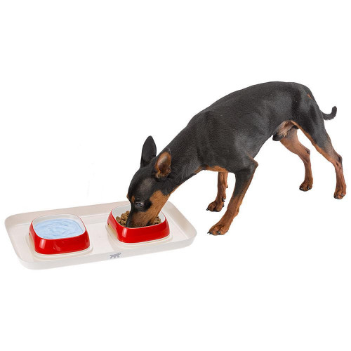 Ferplast Glam Tray Extra Small Dove Grey пастіковий піднос з мисками Glam 400 мл, сірий, 40x23x4,5 см