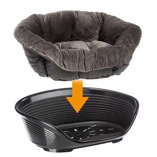 Оксамитова подушка для ліжок Ferplast Spare Sofa Prestige 2 Grey для котів і собак, 52×39×21 см