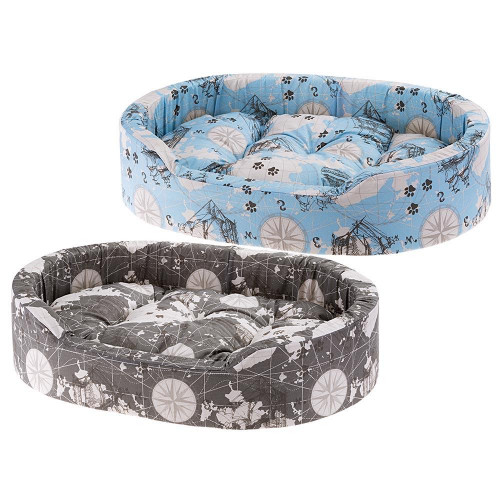Мягкий лежак Ferplast Dandy C 55 Map Blue-Grey для собак и кошек, 55×41×15 см