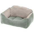 Оксамитове ліжко Ferplast Milord 55 Bedding Green-Beige для собак і котів, 55×45×26 см