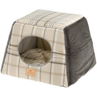 Будиночок, що трансформується в лежак Ferplast Edinburgh House Brown для котів, 44×44×33 см Будиночок, що трансформується в лежак Ferplast Edinburgh House Brown для котів, 44×44×33 см