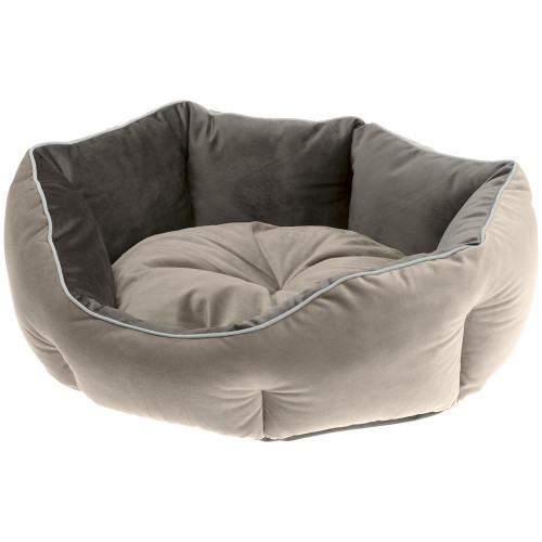 Оксамитовий диван Ferplast Queen 45 Beige-Grey для котів і собак, 44×40×16 см