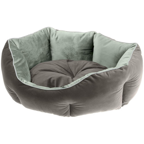 Оксамитовий диван Ferplast Queen 60 Green-Grey для котів і собак, 60×46×20 см