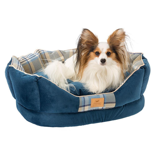 Лежак з двосторонньою подушкою Ferplast Charles 60 Bedding Blue для котів і собак, 56×42×20 см