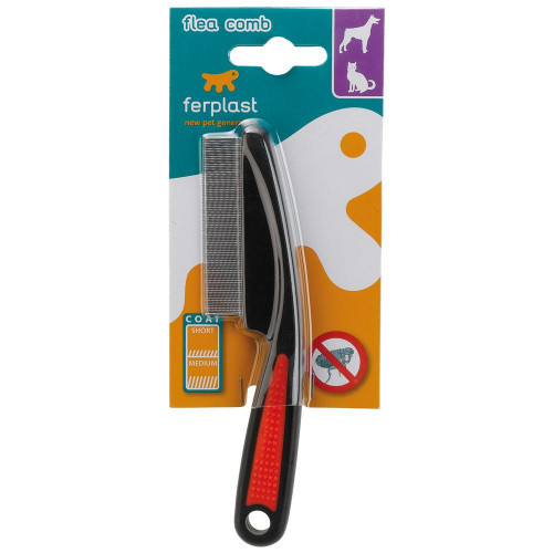 Ferplast GRO 5838 двусторонняя антиблошиная расческа для кошек и собак, 15x1x4 см