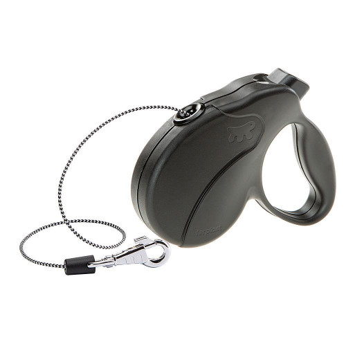 Поводок-рулетка для собак до 12 кг Ferplast Amigo Easy Mini Cord Nero cо шнуром, чорний, 3 м