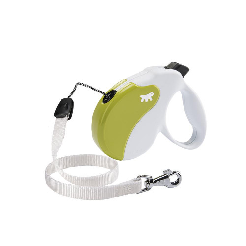 Поводок-рулетка Ferplast Amigo M Cord White-Green Lead для собак cо шнуром, зелено-білий, 15x3,6x14 см