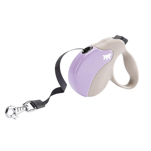 Поводок-рулетка Ferplast Amigo S Tape Beige-Purple для собак c стрічкою, бежево-фіолетовий, 14x3,6x12 см