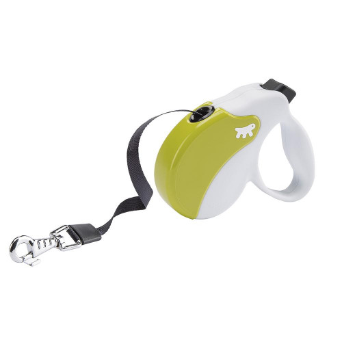 Поводок-рулетка Ferplast Amigo S Tape White-Green для собак c стрічкою, зелено-білий, 14x3,6x12 см