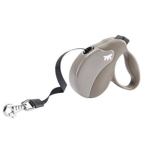 Поводок-рулетка Ferplast Amigo S Tape Dove-Grey для собак c стрічкою, бежево-сірий, 14x3,6x12 см