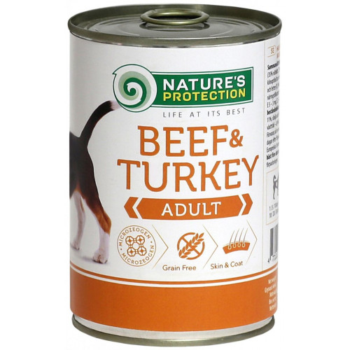 Консерва Natures Protection Adult Beef & Turkey для дорослих собак, 400 г