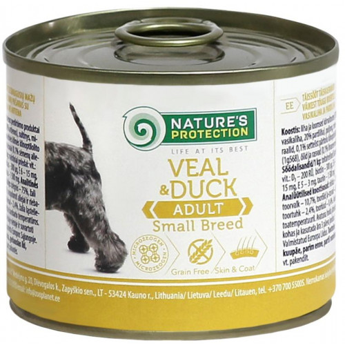 Консерва Natures Protection Adult small breed Veal & Duck для дорослих собак, 200 г