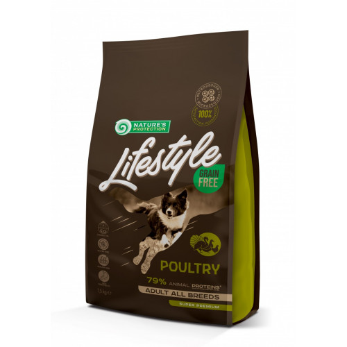 Сухий корм Natures Protection Lifestyle Grain Free Poultry Adult All Breeds для собак всіх порід, 1.5 кг