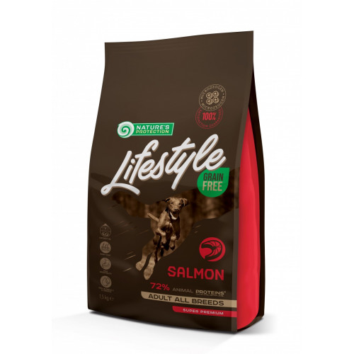 Сухий корм Natures Protection Lifestyle Grain Free Salmon Adult All Breeds для собак всіх порід, 1,5 кг