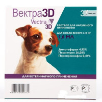 Капли Ceva Vectra 3D от блох и клещей для собак весом от 4 до 10 кг, 1.6 мл, цена за 1 пипетку