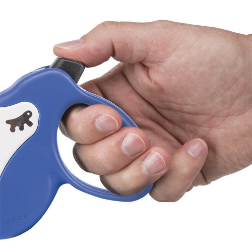 Поводок-рулетка Ferplast Amigo Mini Tape Blue-White для собак c стрічкою, біло-синій, 12x3x10 см