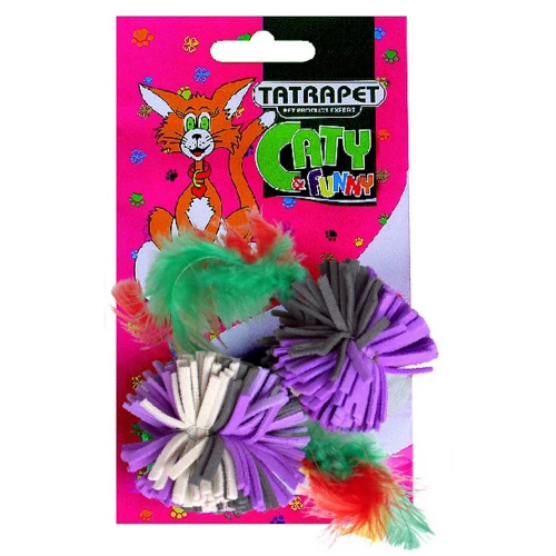 Игрушка Tatrapet Caty Funny для кошек, цветные мячики с перьями, 3.5-6.3 см