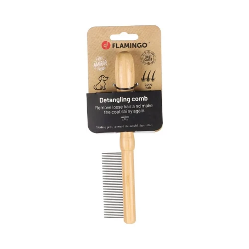 Расческа Flamingo Comb Medium Babu для собак, бамбук, со средними зубцами (24 шт), 21×3.9 см