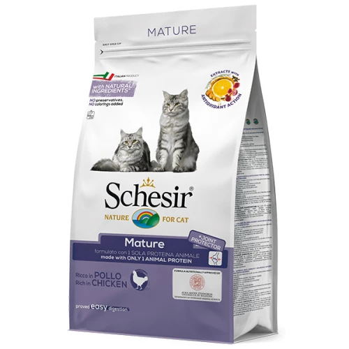 Сухой корм Schesir Cat Mature монопротеиновый, для пожилых котов, 400 г