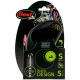 Поводок-рулетка Flexi Black Design S для собак до 12 кг, 5 м, трос, розовая