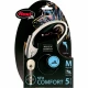 Поводок-рулетка Flexi New Comfort M для собак до 20 кг, 5 м, трос, чёрный
