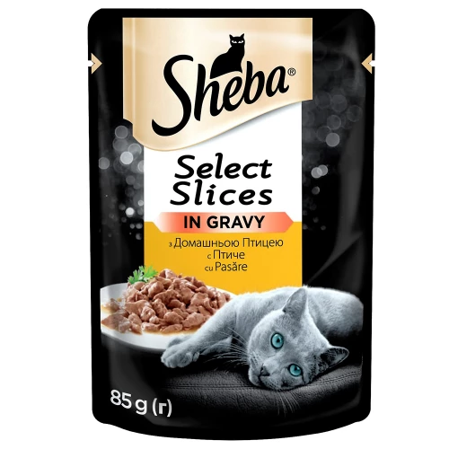 Влажный корм Sheba Selection in Sauce для кошек, с домашней птицей в соусе, 85 г