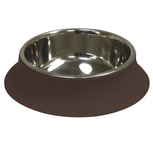 Миска Croci Silicon для котів і собак, нержавіюча / силікон, коричнева, 520 мл, 14 см