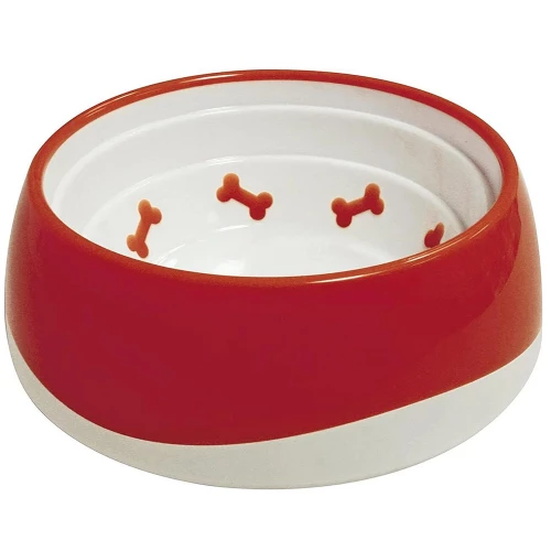 Миска Croci Tpr Bone для кошек и собак, пластик, красная, 550 мл, 16.8×6 см