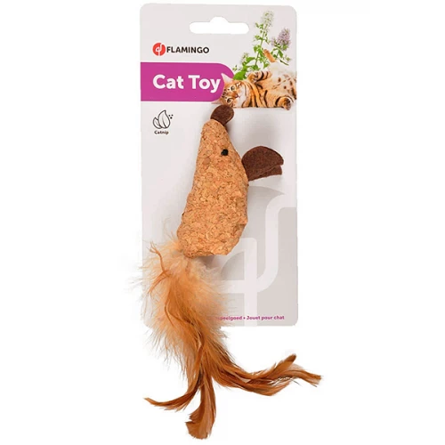 Игрушка Flamingo Adamello Mouse Soft Wood мышь с кошачьей мятой, для кошек