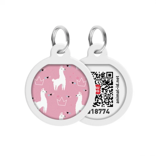 Адресник WAUDOG Smart ID з QR-паспортом, малюнок "Лами", діаметр 25 мм