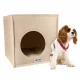 Домик BronzeDog кубик, для животных, бежевый, 35×35×35 см