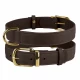 Ошейник BronzeDog Crazy, для собак, кожаный, тёмно-коричневый, 30-39×2 см
