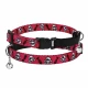 Ошейник BronzeDog Urban, для кошек, нейлоновый, колокольчик, принт черепа, красный, 18-28×1 см