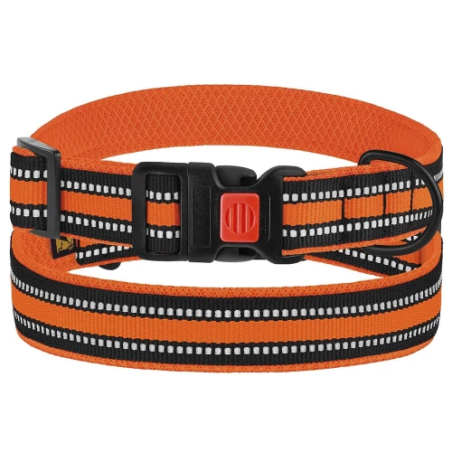 Нашийник BronzeDog Urban Mesh, для собак, нейлон і 3-D сітка, фастекс пластик, помаранчевий, 25-33×2 см