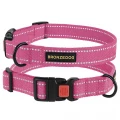 Ошейник BronzeDog Cotton, для собак, брезент, светоотражающий, фастекс пластик, розовый, 43-66×2.5 см