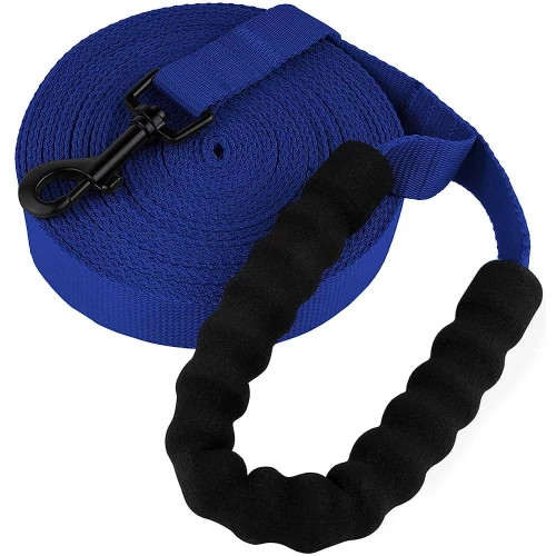 Поводок BronzeDog Active для собак, нейлоновый с мягкой ручкой, синий, 9 м×2.5 см