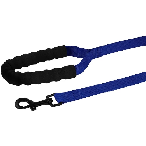 Поводок BronzeDog Active для собак, нейлоновый с мягкой ручкой, синий, 9 м×2.5 см