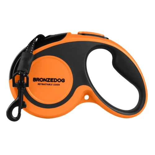 Поводок-рулетка BronzeDog Premium с рефлекторной лентой, до 30 кг, оранжевый, 5 м