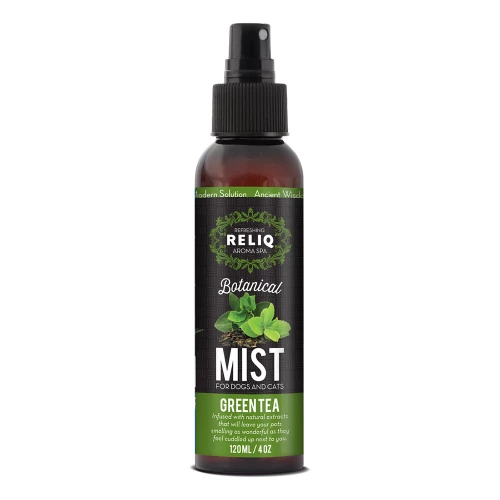 Спрей-одеколон RELIQ Botanical Mist-Green Tea с екстрактом зелёного чая, уход и увлажнение шерсти собак,120 мл