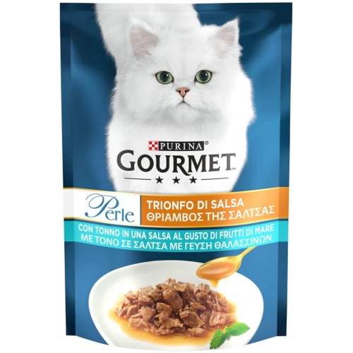 Влажный корм Purina Gourmet Perle Duo для кошек, мини филе в соусе с тунцом, 85 г