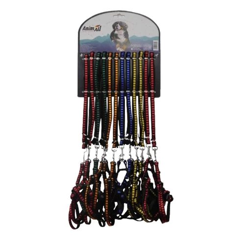 Комплект шлея с поводком на блистере AnimAll HJ-LH 218 для собак, 1.5×120 см, 12 шт