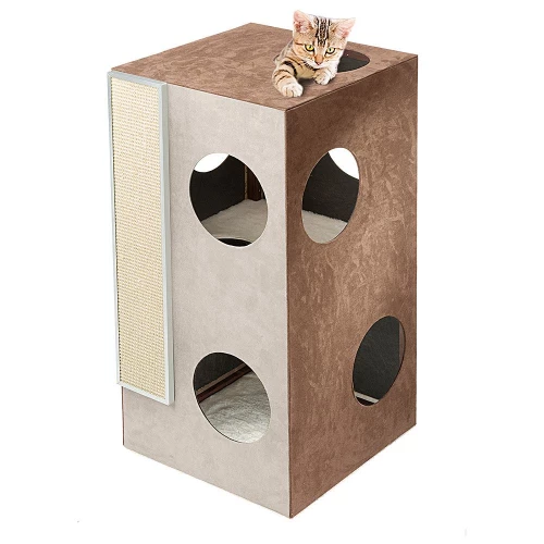 Ferplast Cat Tree Kubo 2 домик для кошек с когтеточкой и зонами для отдыха и игр, 45x47x89 см
