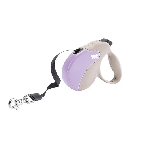 Поводок-рулетка Ferplast Amigo Mini Tape Beige-Purple для собак c лентой, бежево-фиолетовый, 12x3x10 см