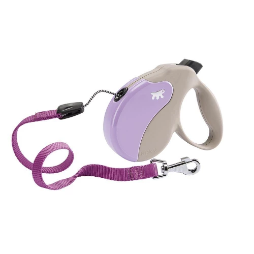Поводок-рулетка Ferplast Amigo S Cord  Beige-Purple Lead для собак cо шнуром, бежево-фиолетовый, 14x3,6x12 см