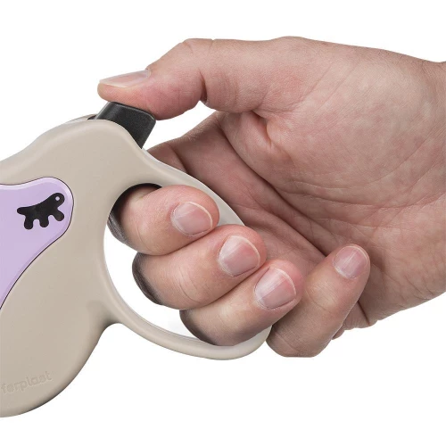 Поводок-рулетка Ferplast Amigo Mini Tape Beige-Purple для собак c лентой, бежево-фиолетовый, 12x3x10 см